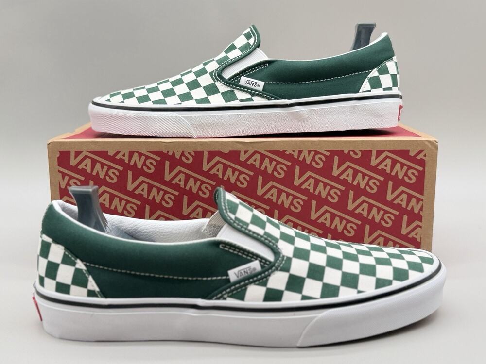 Vans Classic Slip-On Color Theory Checkerboard Emerald Green Men 10.5 NWB